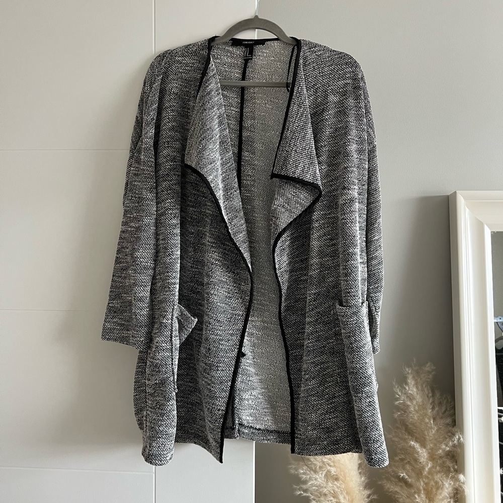 Grey/White Forever 21 Cardigan - M
